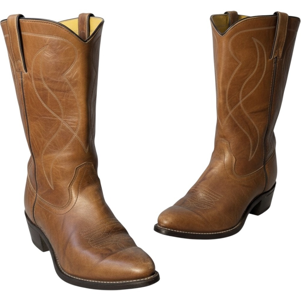Texas‎ Brand Cowboy Boots Mens 9.5 EE Tan Leather Western Made in USA 8011